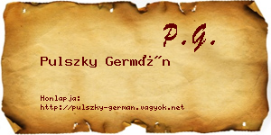 Pulszky Germán névjegykártya